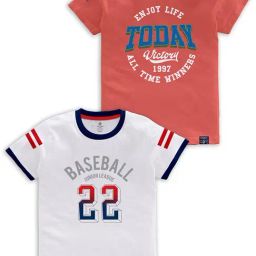 Codez Kids White & Coral Printed T-Shirt (Pack Of 2)-picture-16