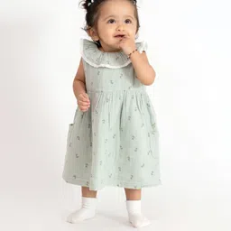 haus & kinder Girls 100% Cotton Mint Meadow Frock-picture-19