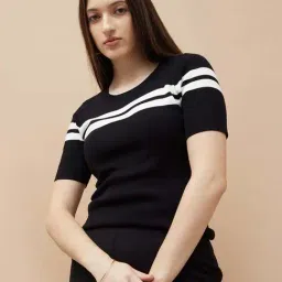 Code By Lifestyle Black Regular Fit Striped Top-picture-27