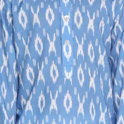 VASTRAMAY Kids Blue & White Cotton Printed Kurta Set image 5