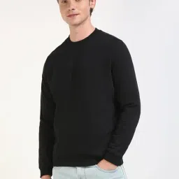 CALVIN KLEIN JEANS Black Regular Fit Cotton Sweat Shirt image 3