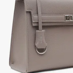 Kazo Taupe Amara Textured Medium Leather Satchel image 4