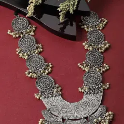 Panash Silver Plated Beaded Circular Shaped Necklace-picture-14