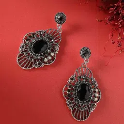 Sohi women's aurora bloom drop earrings carbon black-image-81