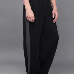 Difference Of Opinion Black Cotton Relaxed Fit Self Track Pants-image-98