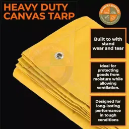 DDRS Heavy Duty Canvas Tarp (Tripal) ‎Tan Yellow 550 GSM 2.44 x 3.05 m (8x10 ft), 9B-6I2Z-DZ4C_DDRS_NEW-R image 2