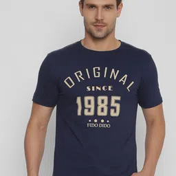 YAK YAK Men Navy Blue Printed Slim Fit Round Neck T-shirt-picture-31