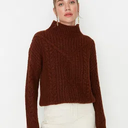 Trendyol Round Neck Cable Knit Pullover-picture-36