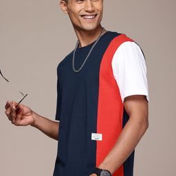 WROGN Comfort Fit Colourblocked Pure Cotton T-shirt-picture-10