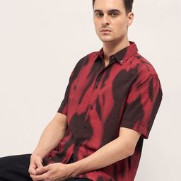 THE BEAR HOUSE Men Relaxed Fit Spread Collar Abstract Printed Casual Shirt-picture-22