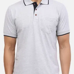 ALARM Men Solid Polo Collar Cotton T-shirt image 2