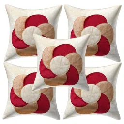 Creeva Pack of 5 Velvet Cushion Covers - Cream-image-25