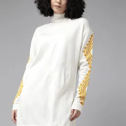 Roadster Geometric Print High Neck Acrylic Mini Jumper Dress-image-26