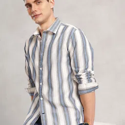 Nautica Men Premium Slim Fit Striped Pure Cotton Casual Shirt-picture-29