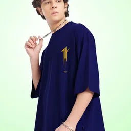 AUSK Graphic Printed Round Neck Drop Shoulder Sleeves Oversized Pure Cotton T-shirt image 5