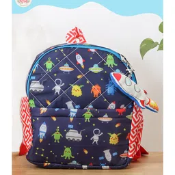 Rosada Space Printed Backpack for Kids With Matching Keychain hanging, Waterproof Trendy and Spacious Kids Backpack, Stylish Bag for Kids - Medium(11 Inches) image 1