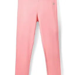 UCB Cotton Elastane Knit Full Length Solid Color Leggings - Pink-picture-11