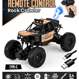 Fiddlerz Remote Control Car for Kids 4WD Rock Crawler Monster Truck with Mist Spray Effect Off-Road Climbing RC Car for Boys and Girls Age 4+ (Golden)-picture-39