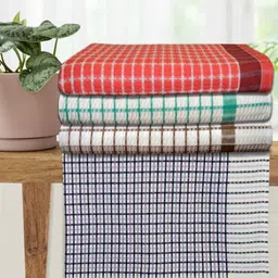 Athom Living Red & White 4 Printed Cotton 210 GSM Bath Towel-image-95