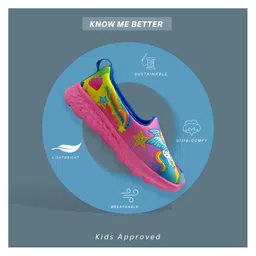 KazarMax Shimmery Star & Unicorn With Rainbow Slip On Shoes - Pink image 3