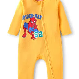 Babyhug Marvel Interlock Knit Full Sleeves Rompers With Spiderman Graphics Pack of 3 - Yellow Blue & Grey image 2