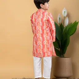 READIPRINT Chandheri Full Sleeves Bandhani Printed Kurta & Pyjama Set - Peach image 3