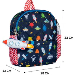 Rosada Space Printed Backpack for Kids With Matching Keychain hanging, Waterproof Trendy and Spacious Kids Backpack, Stylish Bag for Kids - Medium(11 Inches) image 2