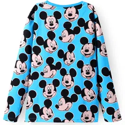 Pine Kids Disney Single Jersey Knit Full Sleeves Night Suit with Mickey Mouse Graphics - Blue image 3