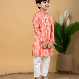 READIPRINT Chandheri Full Sleeves Bandhani Printed Kurta & Pyjama Set - Peach image 4