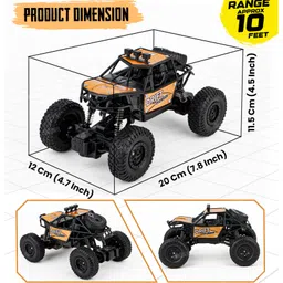 Fiddlerz Remote Control Car for Kids 4WD Rock Crawler Monster Truck with Mist Spray Effect Off-Road Climbing RC Car for Boys and Girls Age 4+ (Golden) image 3