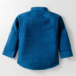 Rikidoos Full Sleeves Textured Shirt Pant With Bow & Suspender Set - Blue & Fawn image 3