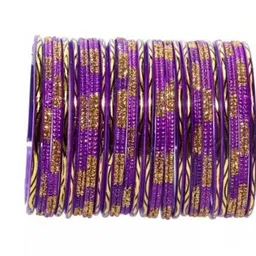 AMSHA Purple Glass Artificial Stones & Beads Bangle image 1