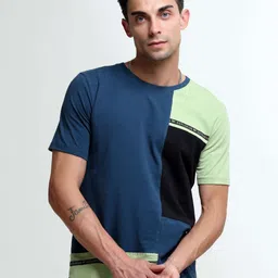 Estilocus Men Colourblocked Round Neck Cotton T-shirt-picture-12