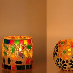 1ST TIME White & Red 2 Pieces Textured Glass Candle Holders-picture-14