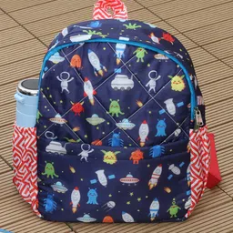 Rosada Space Printed Backpack for Kids With Matching Keychain hanging, Waterproof Trendy and Spacious Kids Backpack, Stylish Bag for Kids - Medium(11 Inches) image 4