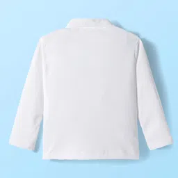 Babyhug Knit Full Sleeves Solid Polo Party T-Shirt & Trouser Set With Bow Applique & Attached Waistcoat - Mint Green & White image 3