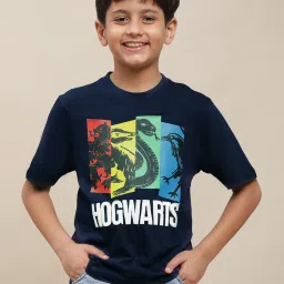 Kidsville Harry Potter Printed Navy Tshirt For Boys image 1