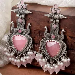 Karatcart Silver Pink Earrings for Women-picture-18