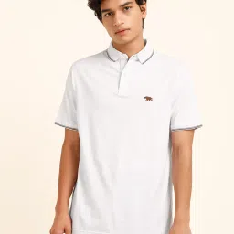 ANDAMEN White Regular Fit Polo T-Shirt image 1
