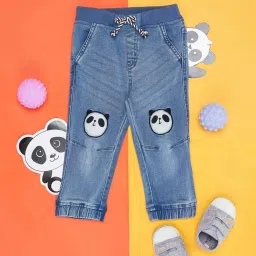 Pantaloons Baby Kids Blue Cotton Printed Jeans image 1