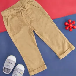 Pantaloons Baby Kids Beige Cotton Regular Fit Trousers image 1