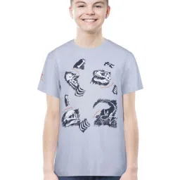 Gini & Jony Kids Grey Cotton Printed T-Shirt image 1