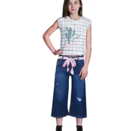 Gini & Jony Girls Navy Distressed Culottes image 1