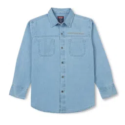 Gini & Jony Kids Light Blue Solid Full Sleeves Shirt image 1