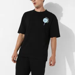 Campus Sutra Black Regular Fit Oversized Lollipop Printed Co-Ord Set image 1