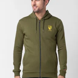 Being Human Green Regular Fit Logo Print Hooded Sweatshirt image 1