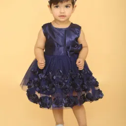 Titrit Navy Net Embellished Dress for Girls-picture-14