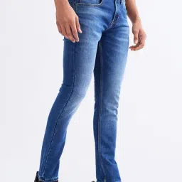 Spykar Dark Blue Cotton Slim Fit Jeans image 4