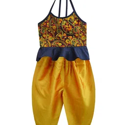 a.t.u.n. A T U N Girls Yellow & Navy Blue Printed Top with Dhoti Pants-picture-41