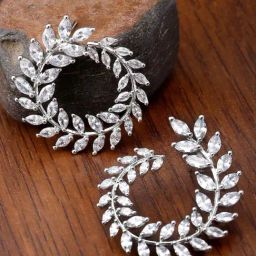 Karatcart Silver-Plated Cubic Zirconia Leaf Branch Design Stud Earrings for Women-picture-31